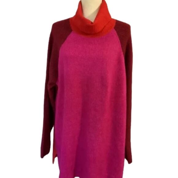 Lane Bryant Classic Turtleneck Colorblock Sweater in Very Berry 22 24 3X New - Picture 10 of 11